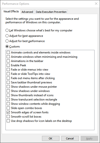 Visual Effects Adjustments
